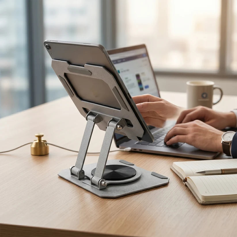Foldable Tablet Stand & Metal Phone